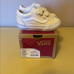 Toddler Vans White Glitter Classic Sneakers